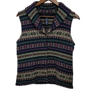 CHAPS Denim Collared Patterened Knit Vest …